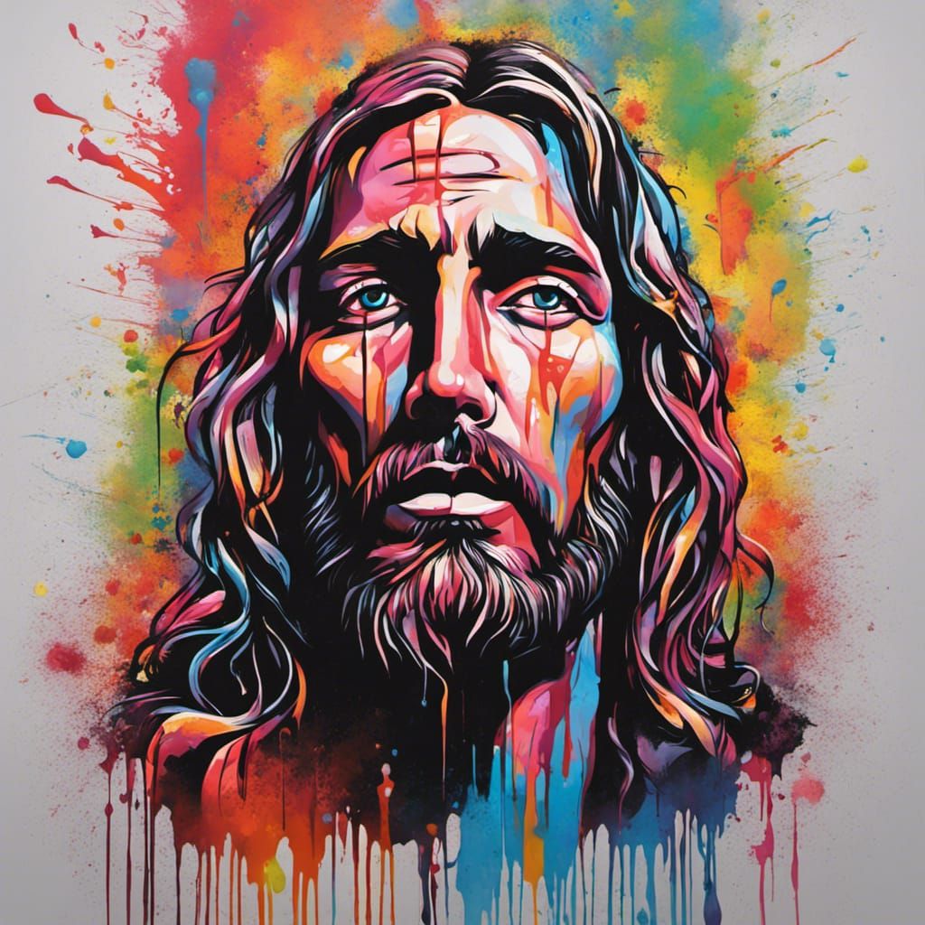 Graffiti Art Depicting God, Jesus and Spirit