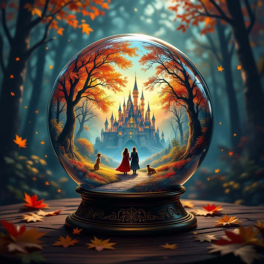 Enchanted Autumn Forest in Crystal Ball
