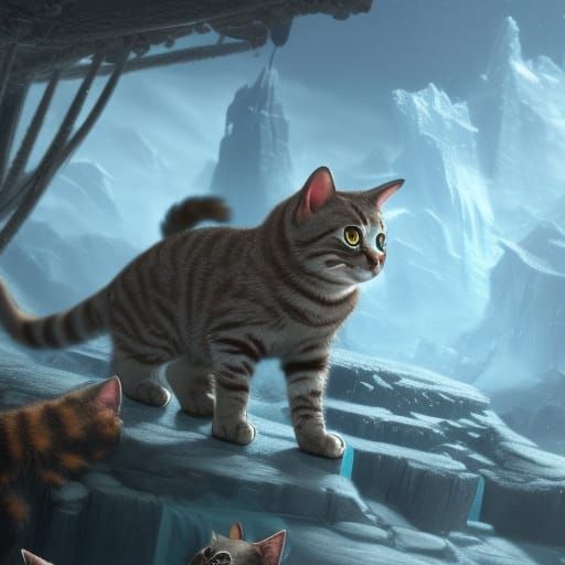 Cat in Snowball: Detailed Matte Painting