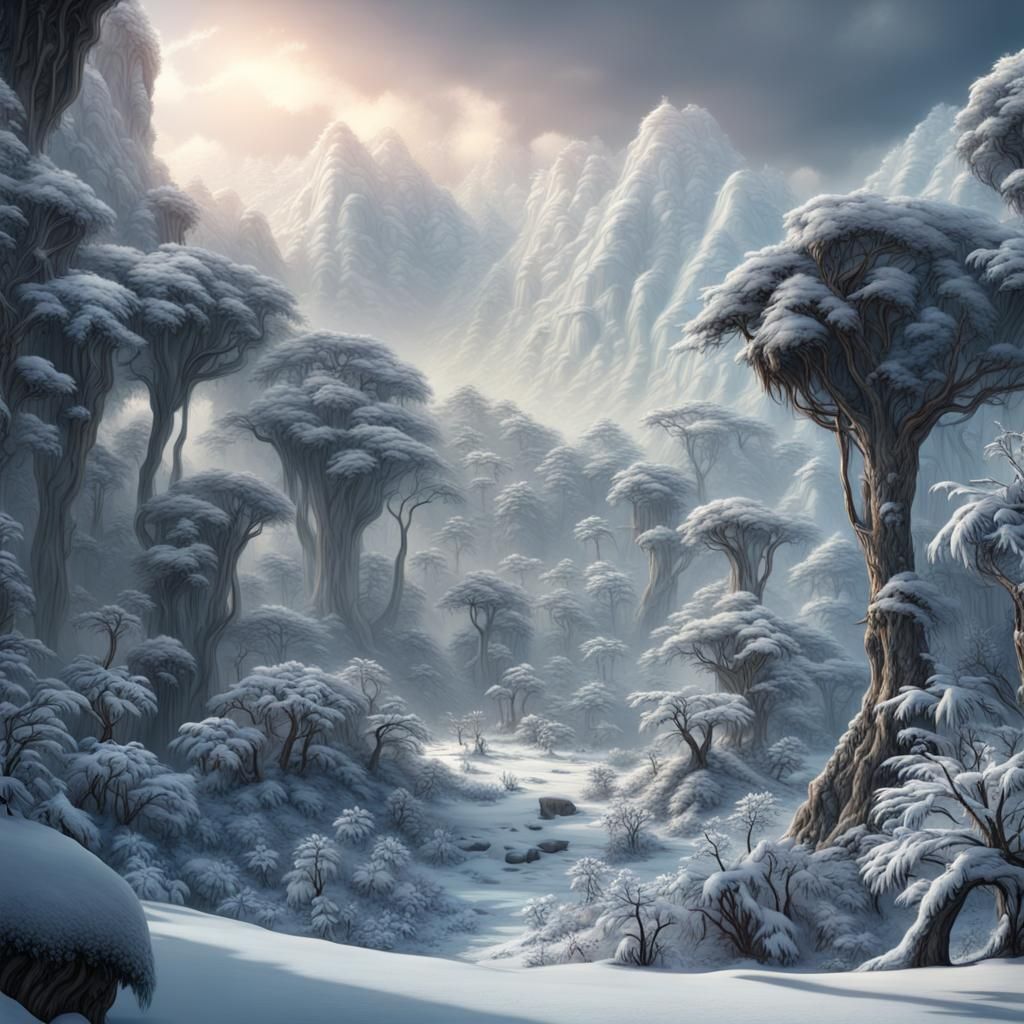 Snow-Covered African Jungle: Epic Digital Painting