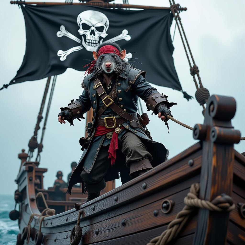 Rat Pirate on a Majestic Pirate Ship