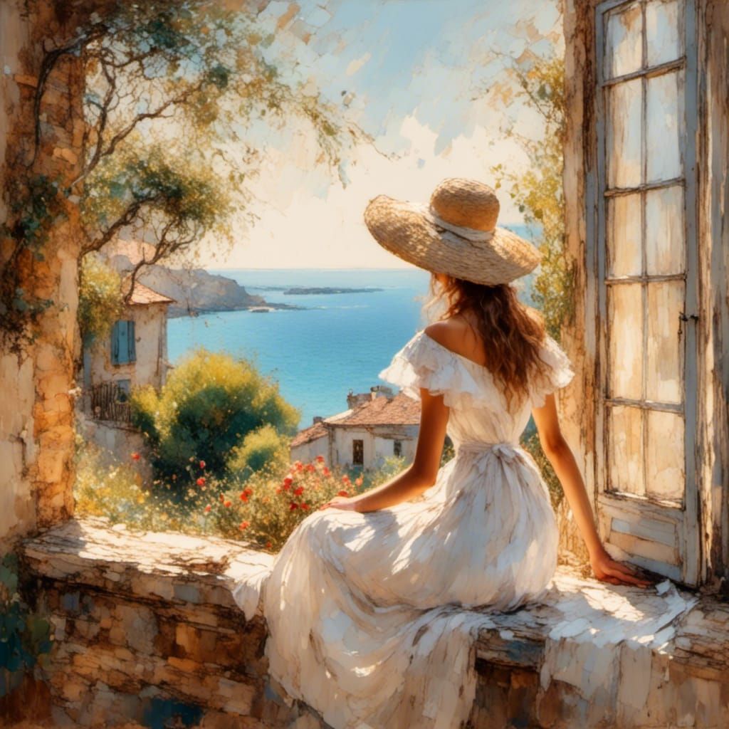 Italian Seaside View: An Impressionist Painting