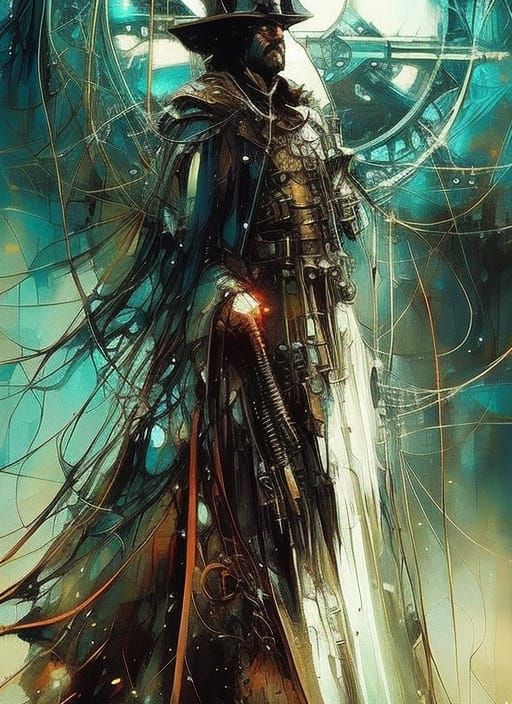 Steampunk Wizard Portrait in Vivid Textured Speedpaint