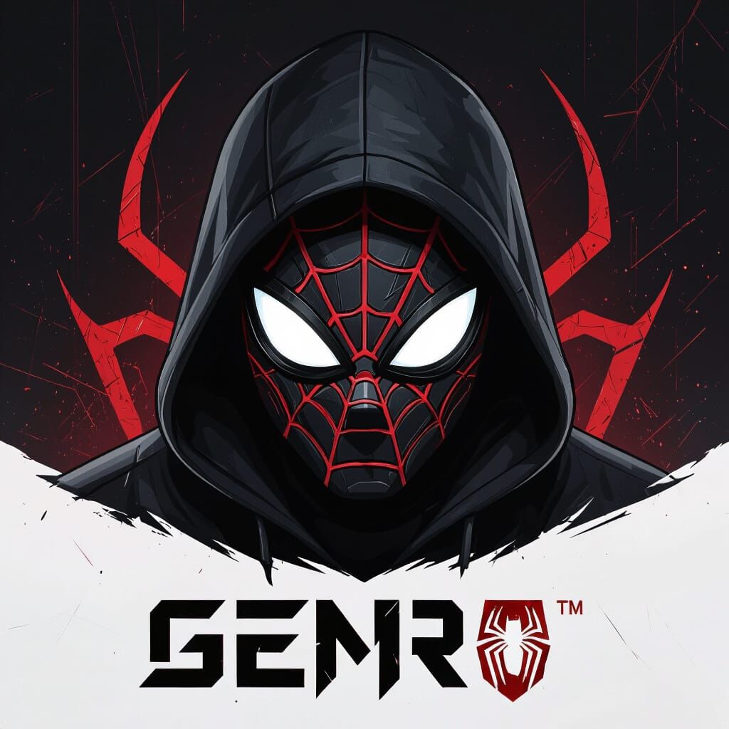 Mysterious Gamer Character with Abstract Spider Mask