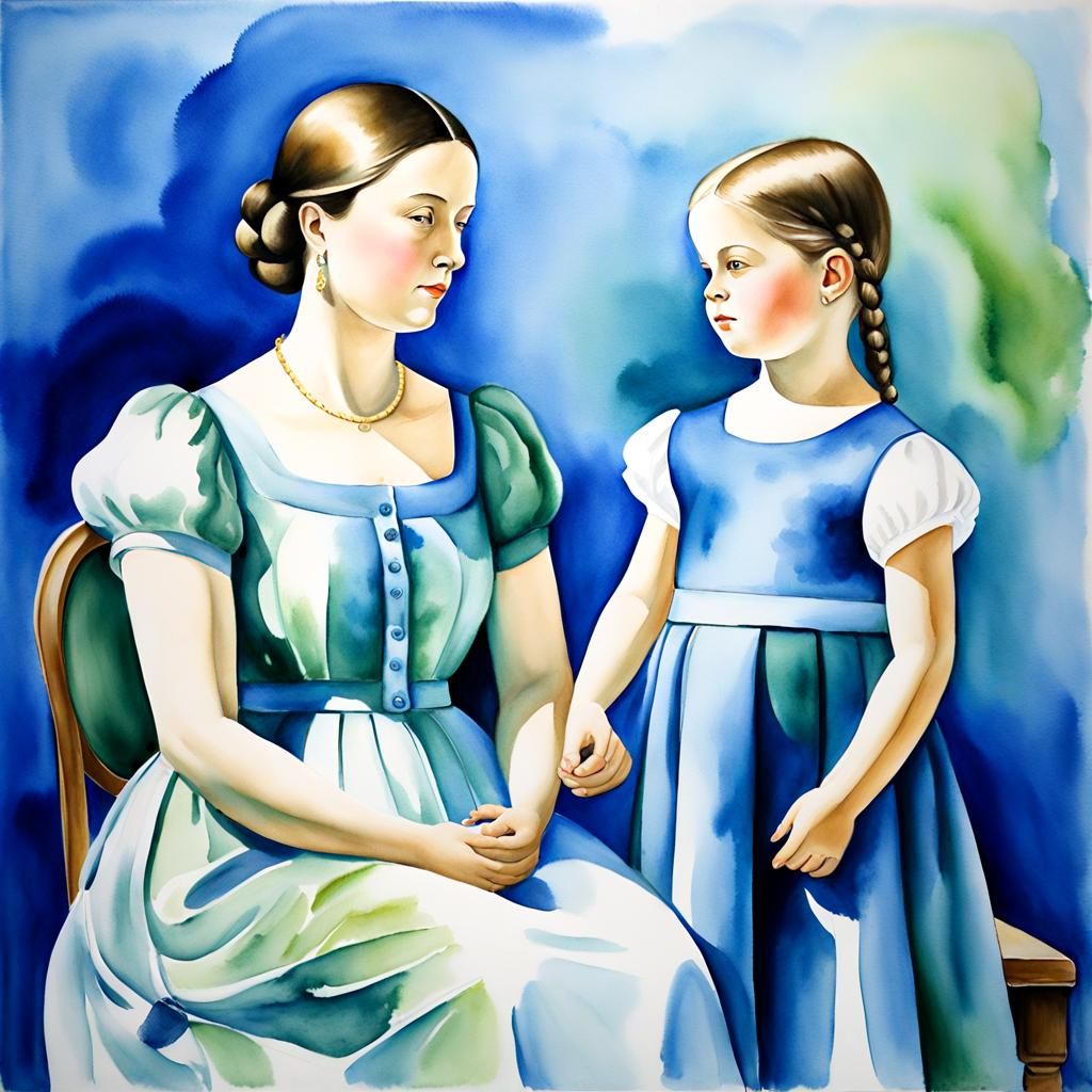 Woman with her little daughter...