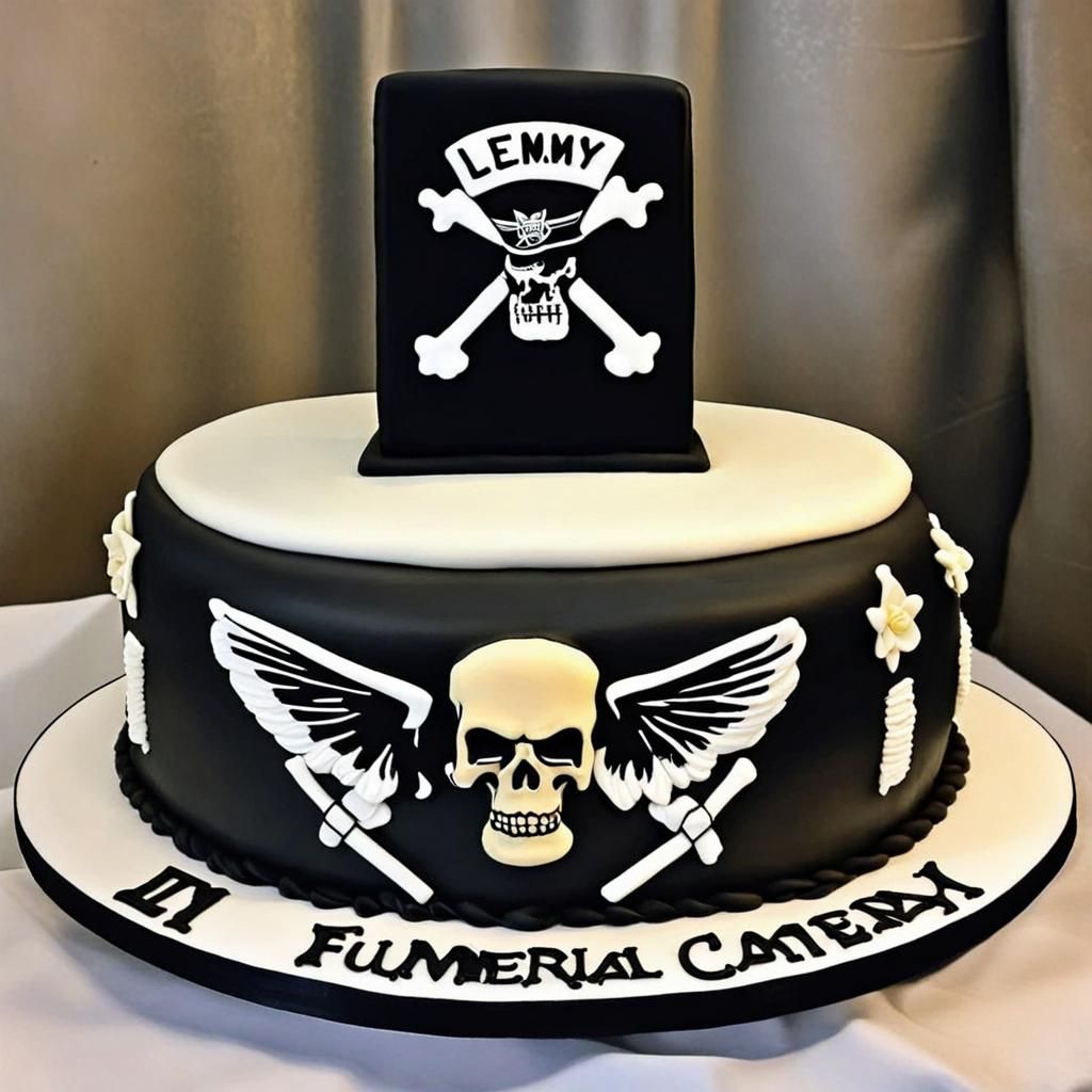 Lemmy Kilmister Funeral Cake: AI Concept