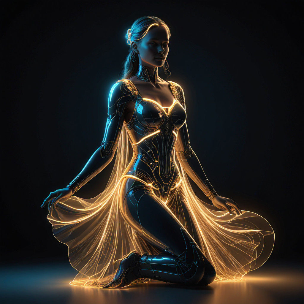 Ethereal Dancer in Neon Light