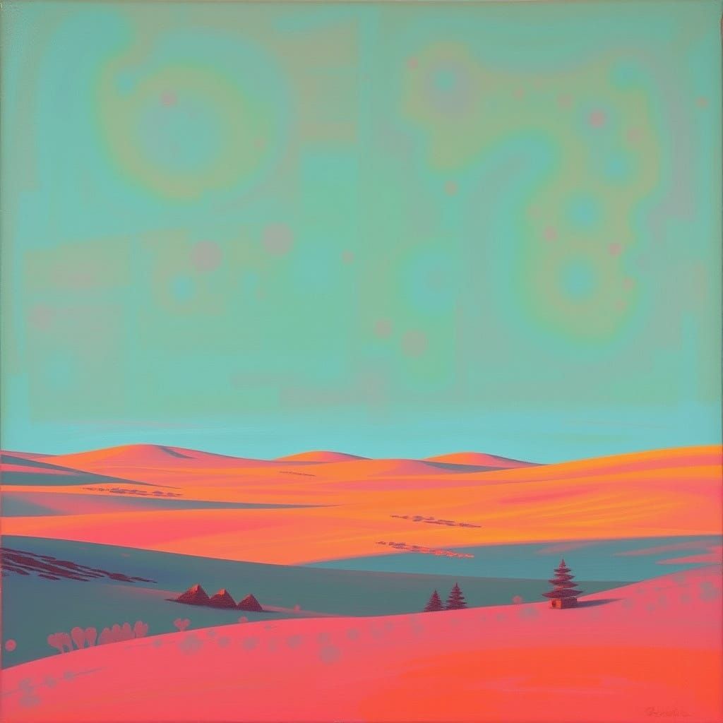 Opalescent Rock Star Portrait in Oil, Minimalist Style