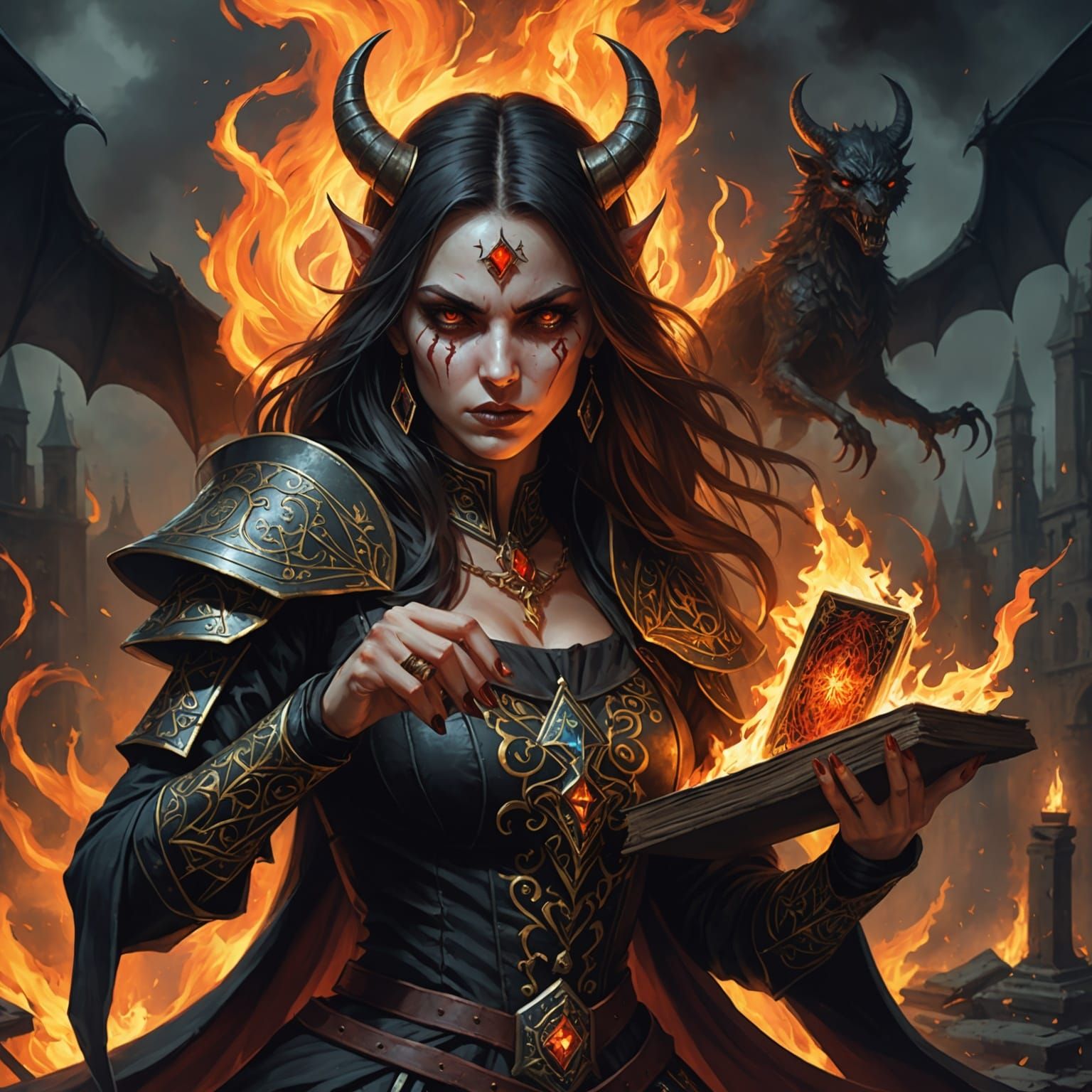 Demon Assassin with Pandora's Box Tarot Card