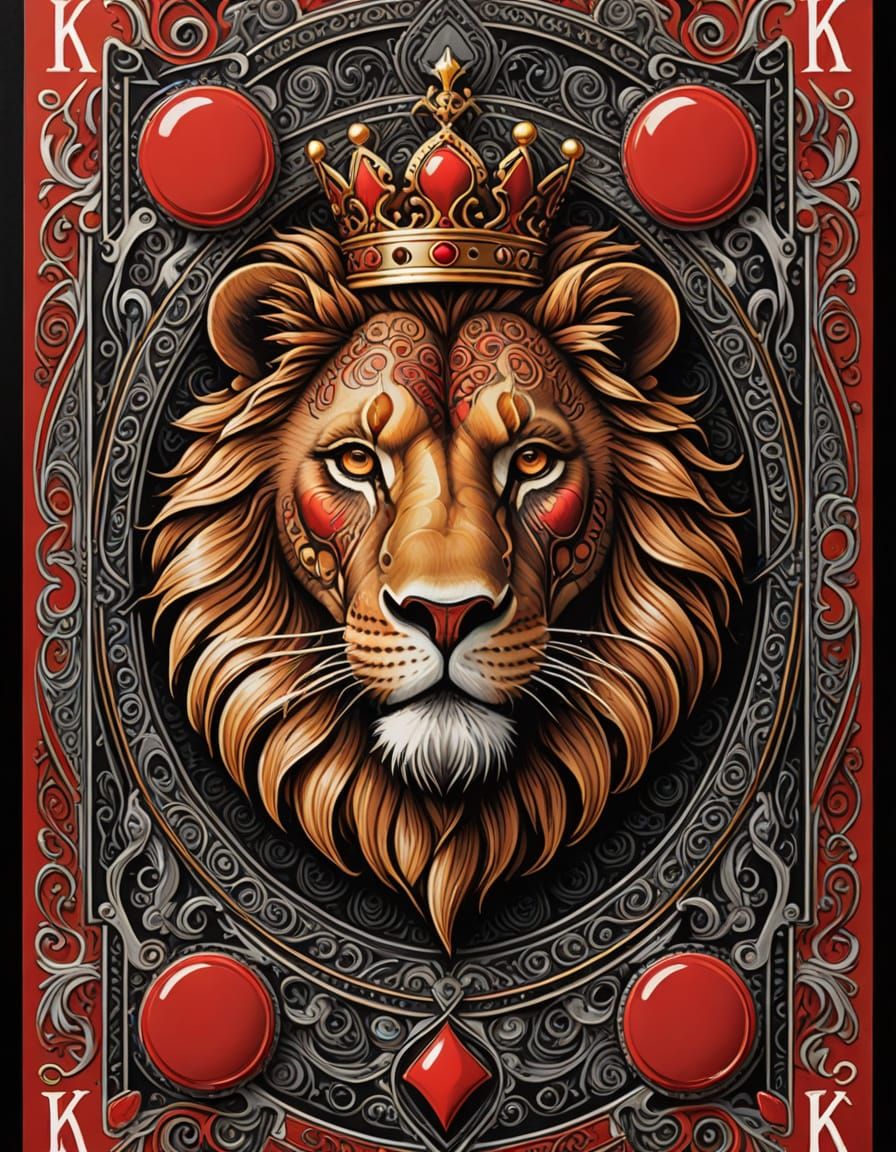 King of Hearts Lion King Playing Card Illustration