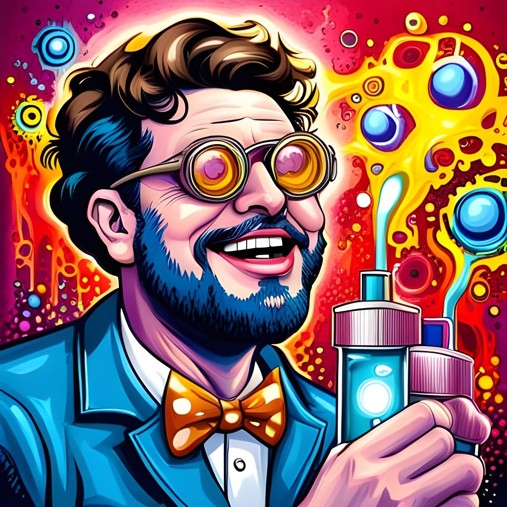 Mad Scientist in Steampunk Lab, Graffiti Art