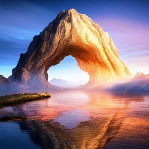 Rainbow Mountain Reflection in Digital Painting