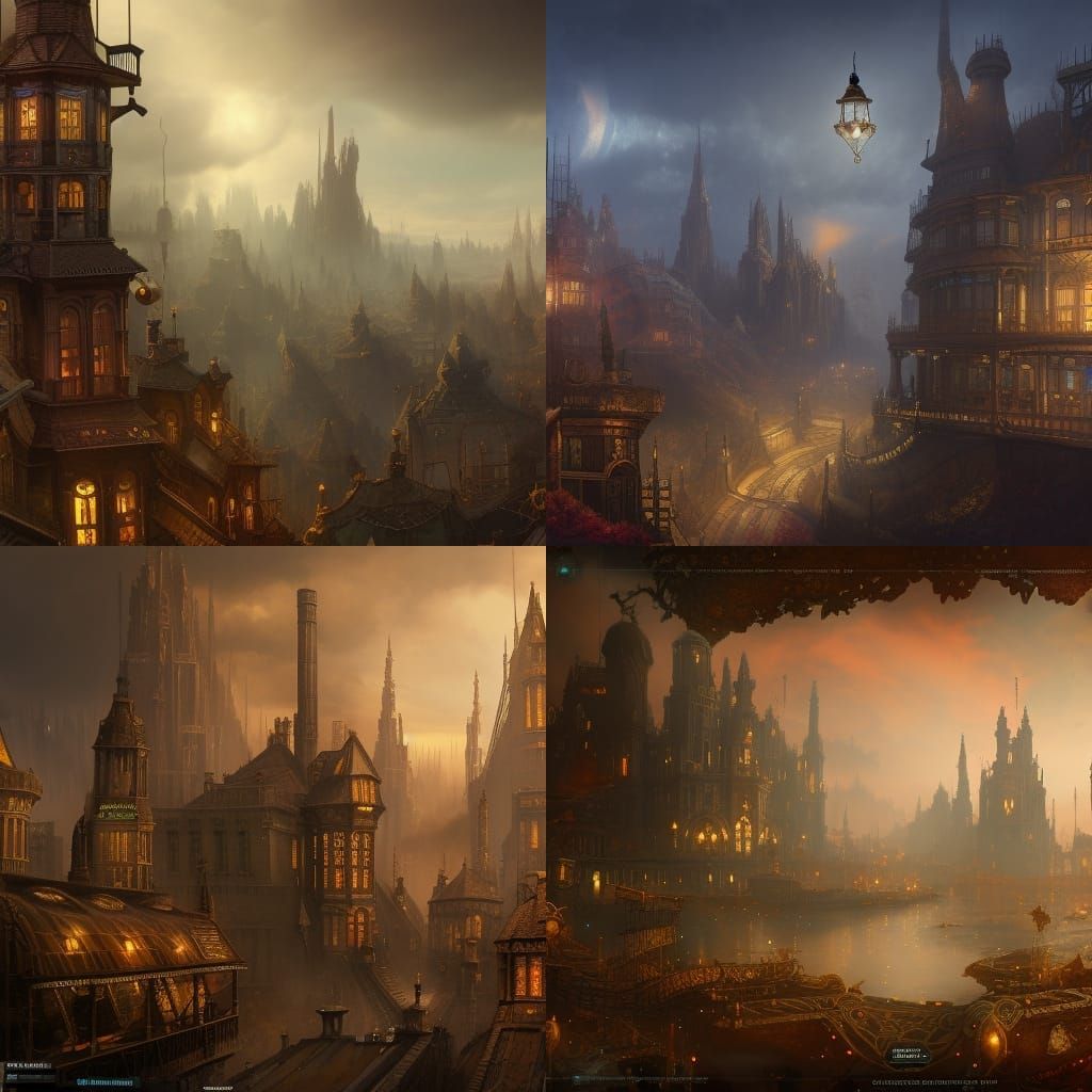 Detailed Victorian Steampunk Fantasy Concept Art
