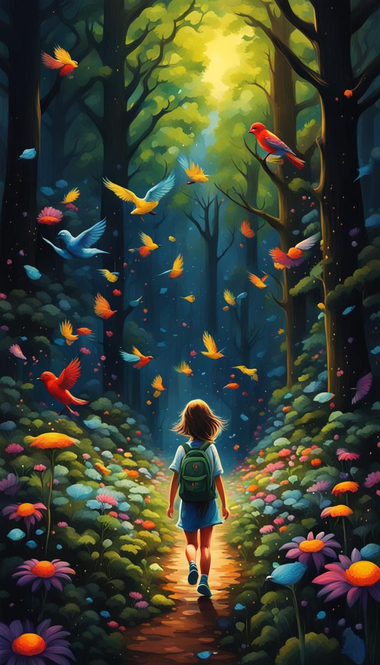 Forest Girl in Graffiti Splash Art Style