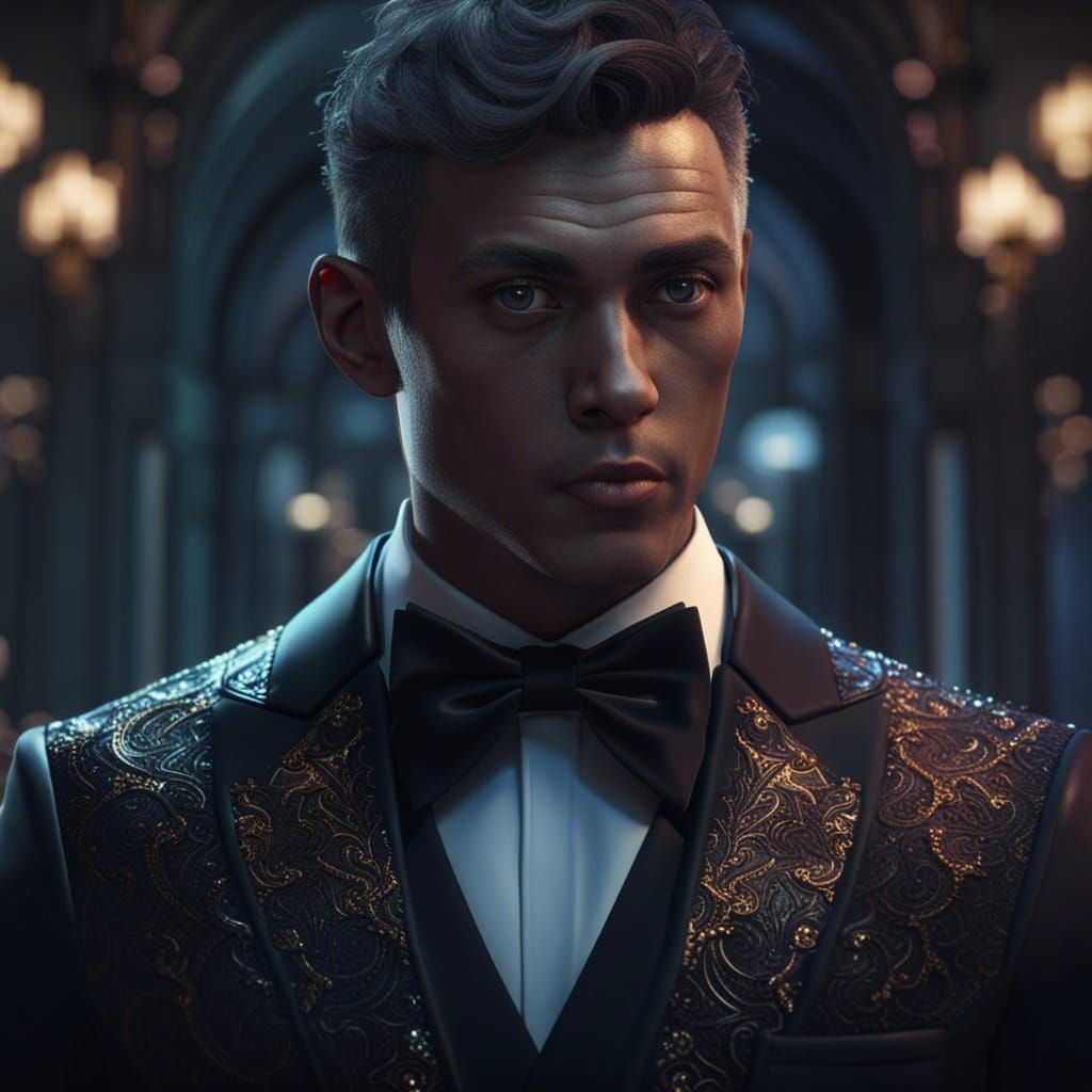 Man in Tuxedo: Detailed Matte Painting