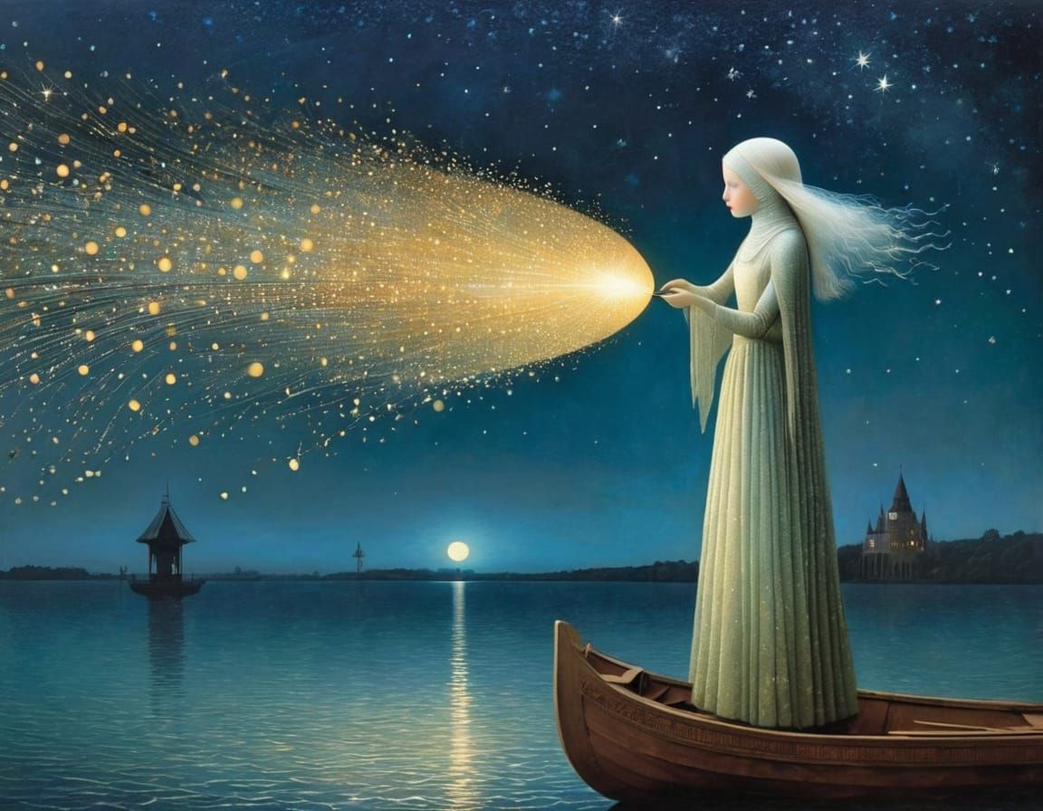 Ethereal Spectral Figures in Dark, Dreamlike Art Style