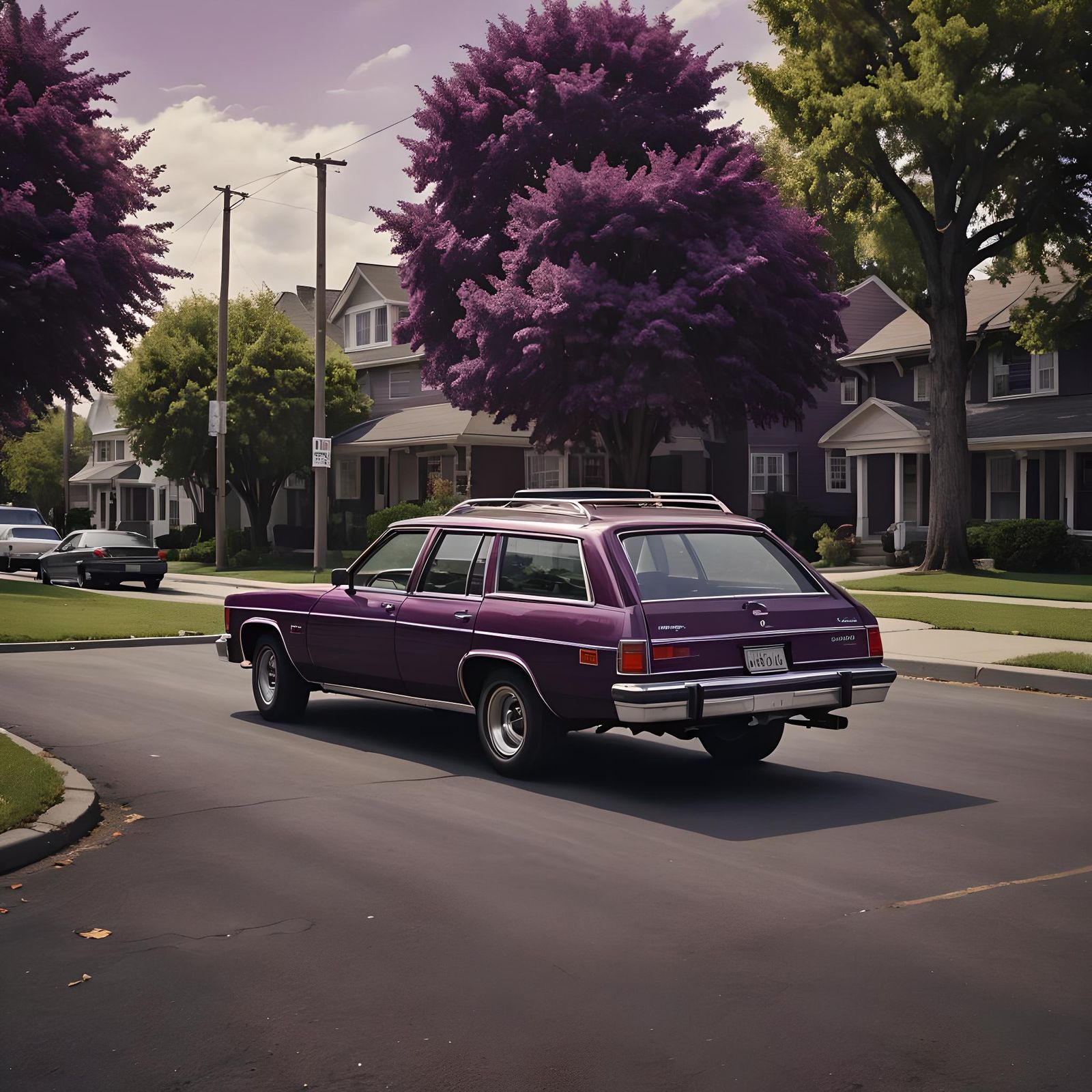 Plum 1980 Chevrolet Station Wagon in HDR Photography