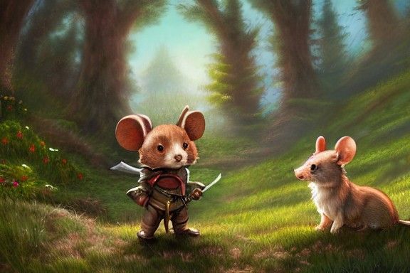 Chibi Mouse and Dog Adventurers in Valley