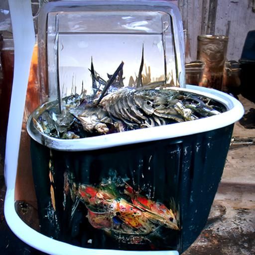 Dead Fish in Glass Bucket: Dramatic Digital Painting
