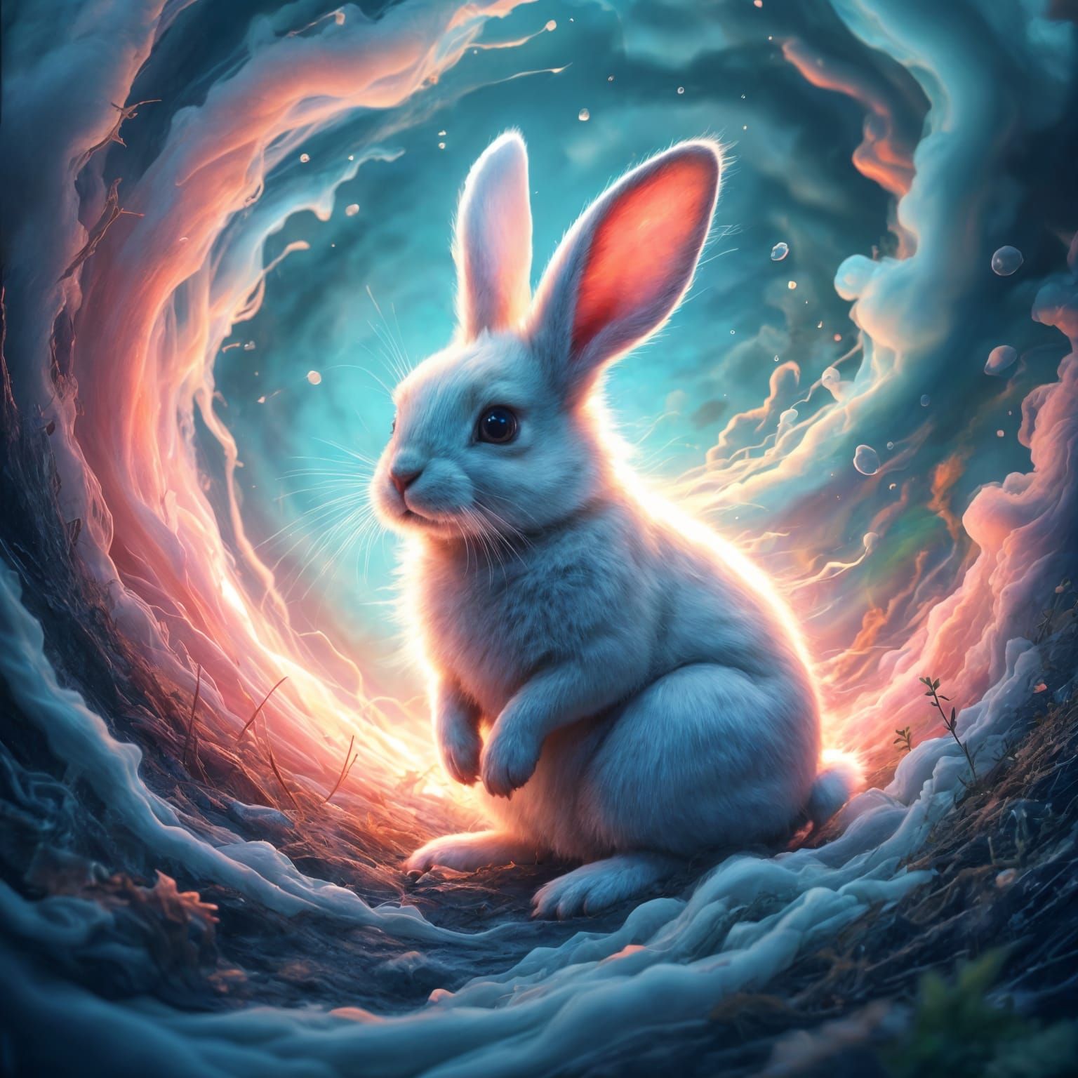Iridescent Rabbit in a Tempest