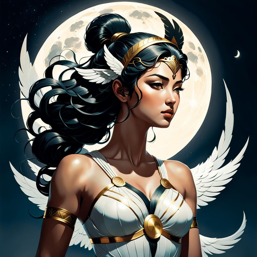 Artemis: Hyperdetailed Portrait of Moonlight Goddess