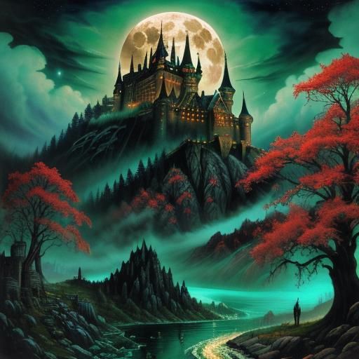 Dracula's Castle: A Cinematic Horror Illustration