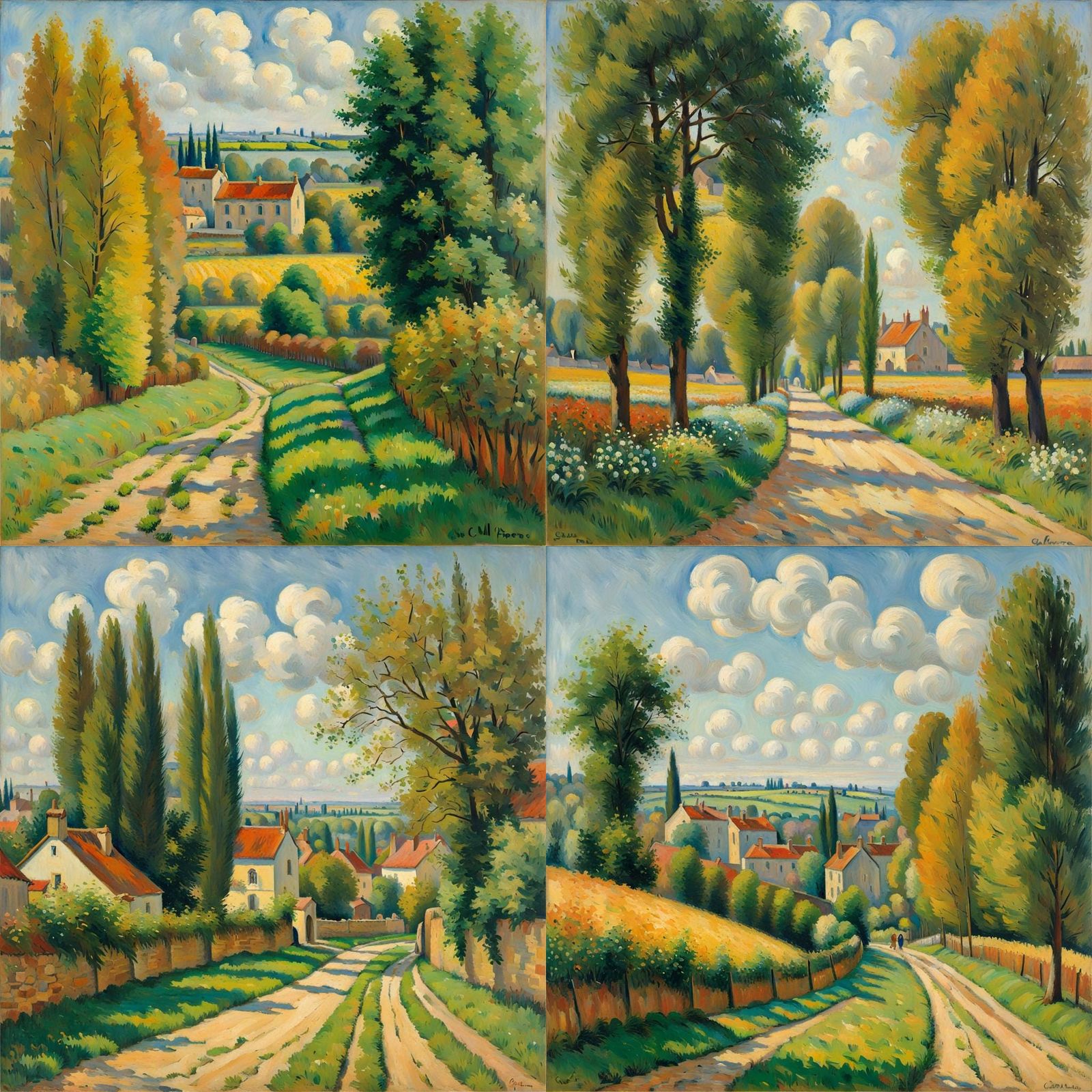 Impressionist Landscape in Pissarro Style