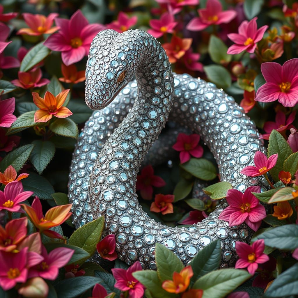 Serpent of Luminous Diamond Hides in Verdant Canopy