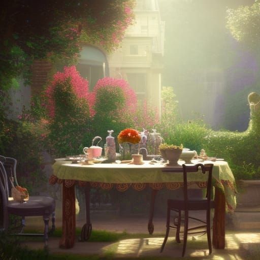 English Garden High Tea: Detailed Concept Art