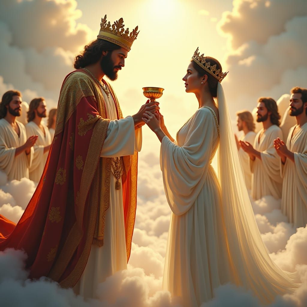 Jesus and the Bride of Christ in Impressionist Style