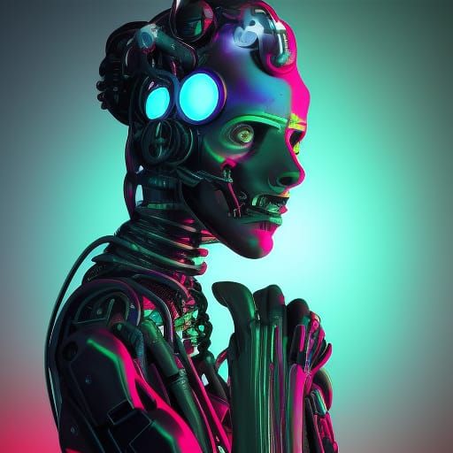 Cybernetic Biopunk Art in Neo Noir Style