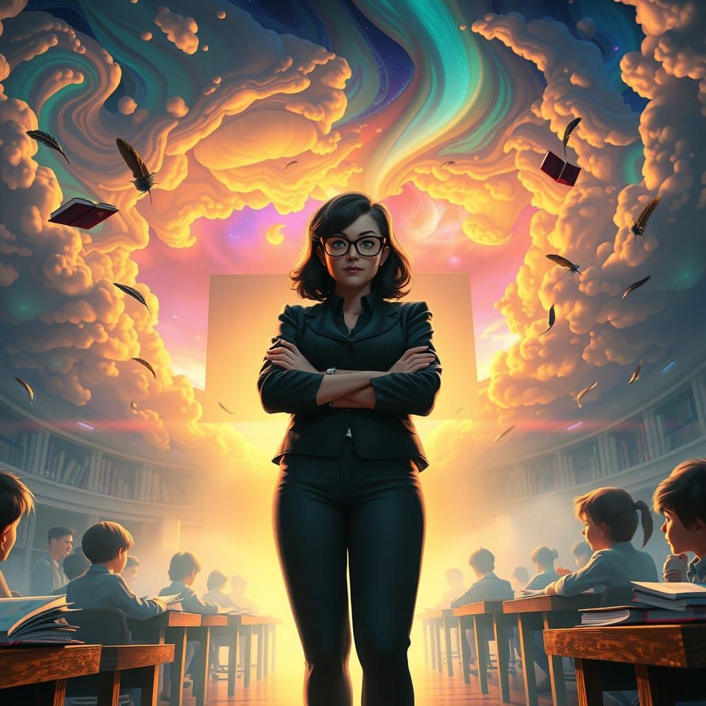 Stern Teacher in Whimsical Classroom