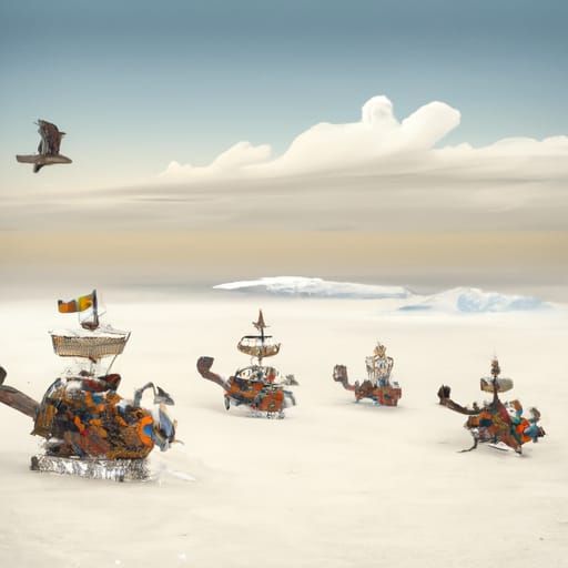 Steampunk Pirate Fleet in Winter Wasteland