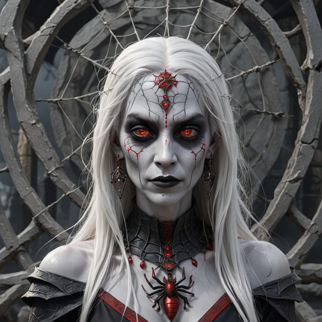 Drow Priestess of Lolth in Hyperrealistic Anime Style