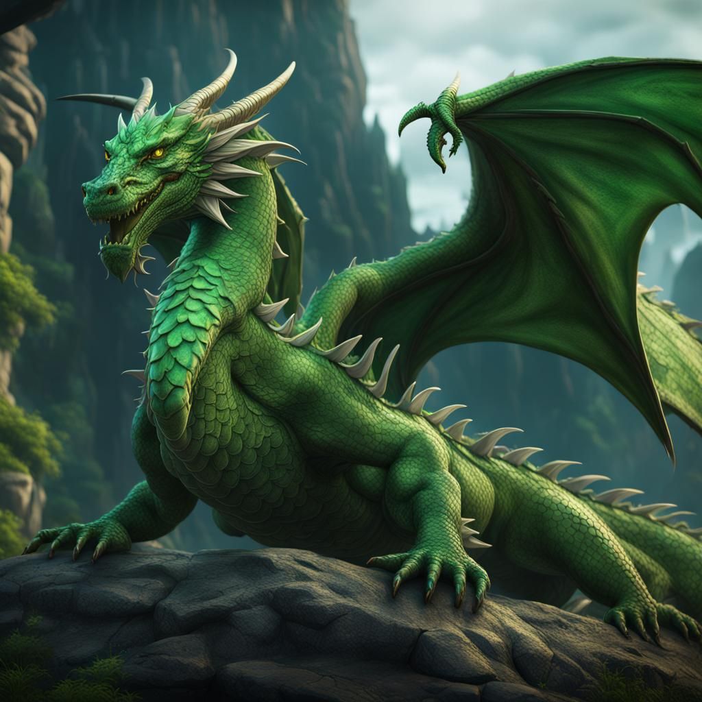 Green Dragons in Detailed Fantasy Concept Art