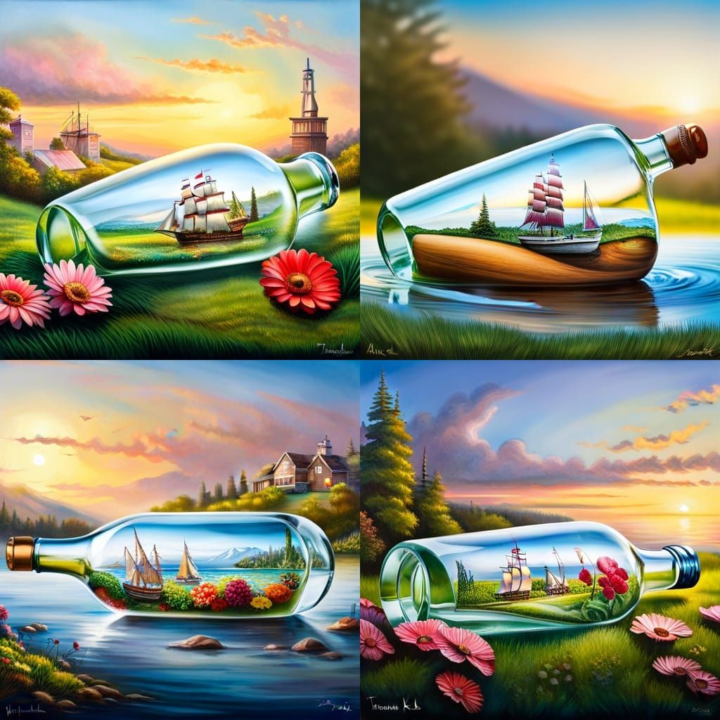 Ship in a Bottle in a Hyperrealistic Style