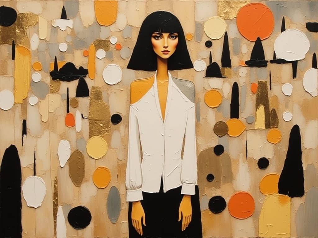 Egyptian Woman in Surreal Impasto Landscape