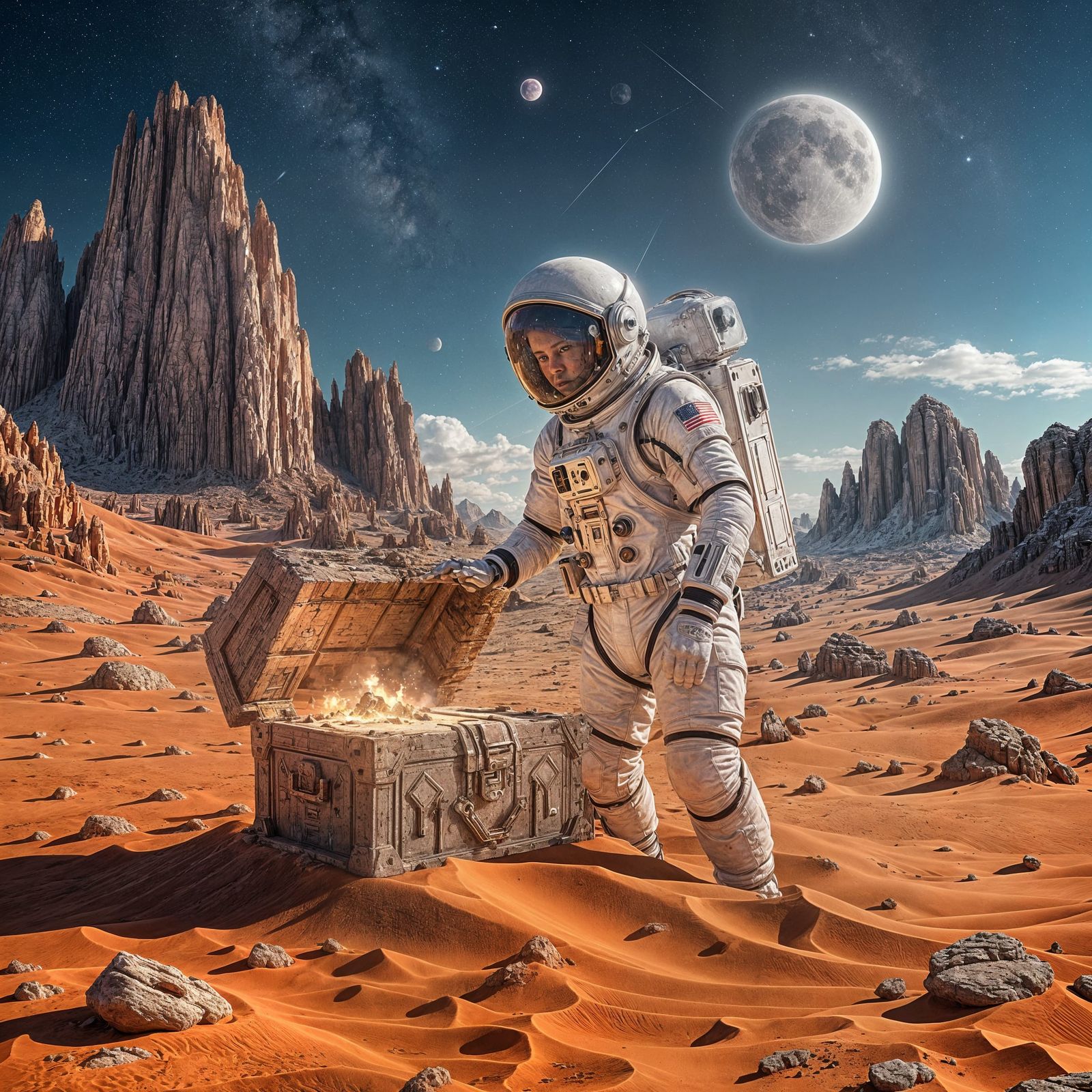 Astronaut Finds Treasure on Alien Planet