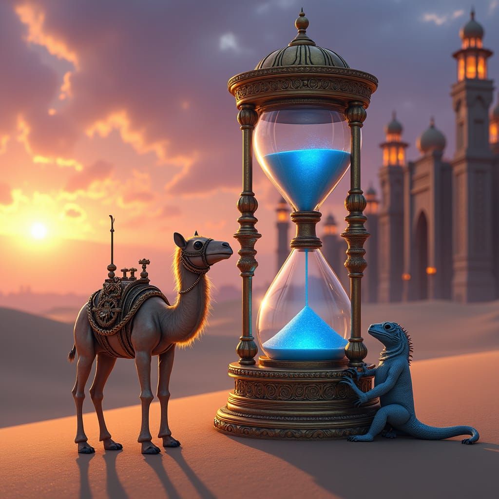 Steampunk Camel and Lizard at Sunset Palace