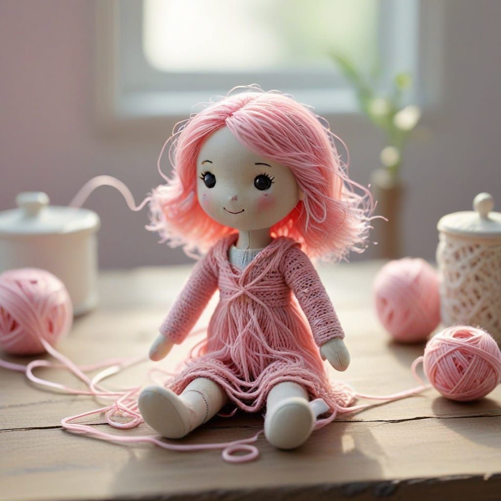 Delicate String Figures in Pastel Pink