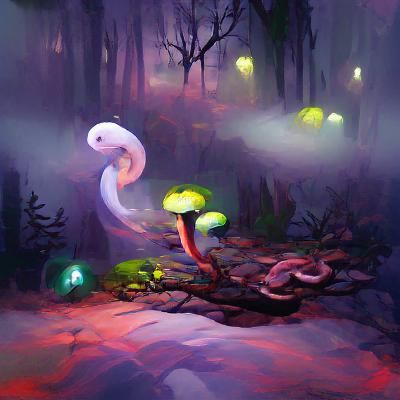 Magical Forest with Glowing Mushrooms Concept Art