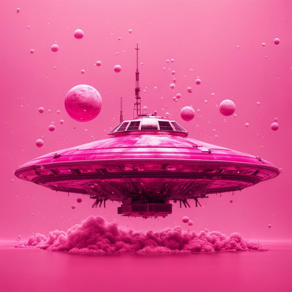 Pink Spaceship in a Dreamy Pink Universe