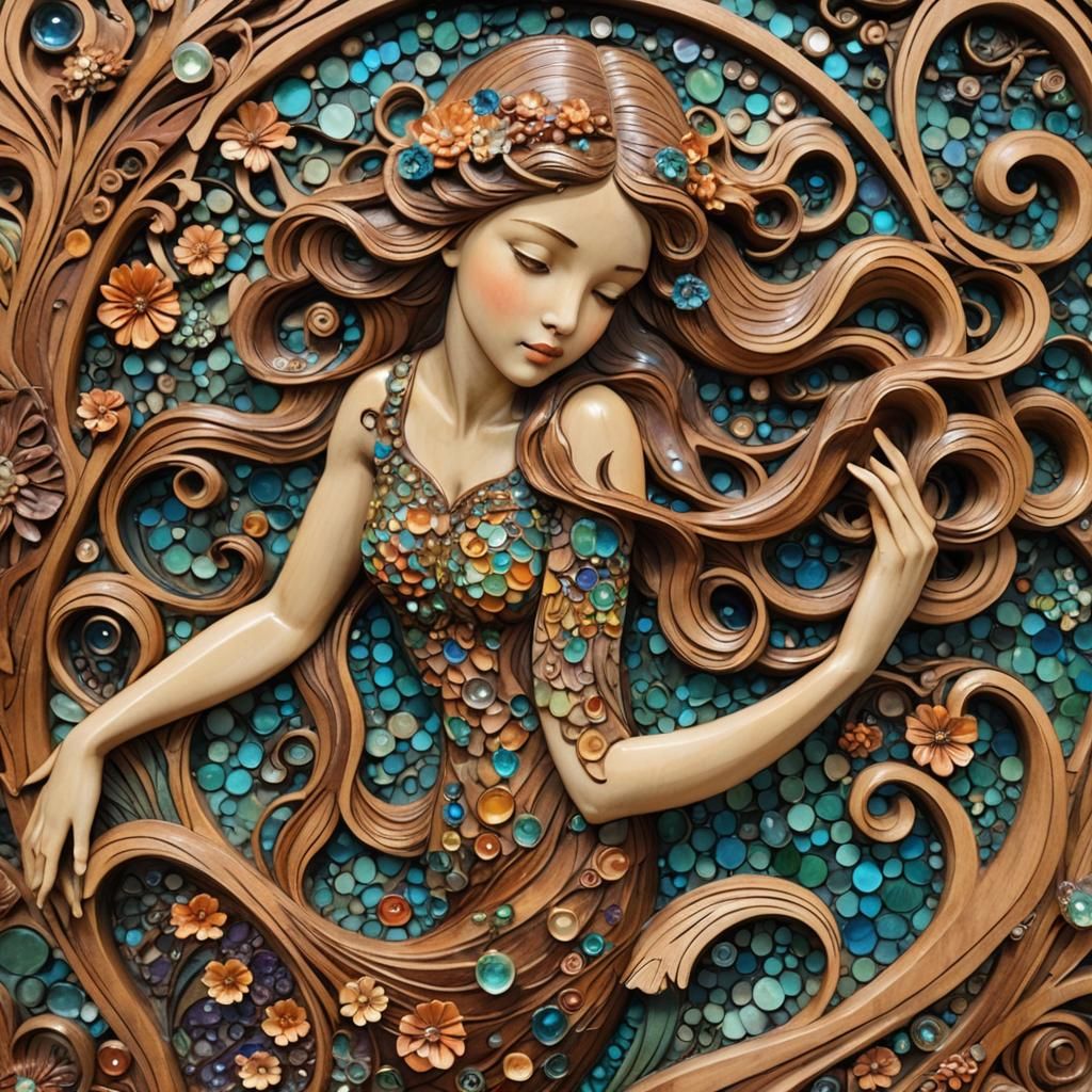 Mermaid Wood Carving