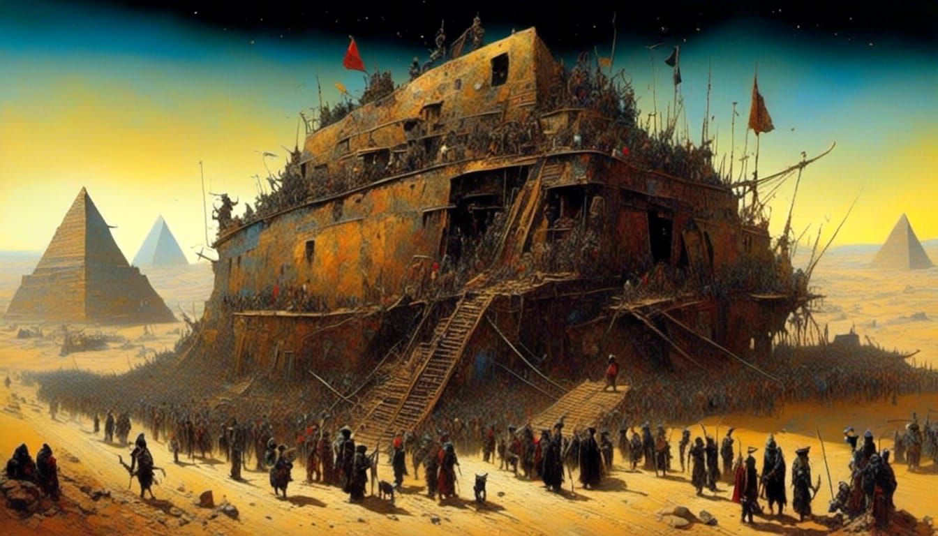 Israelites' Cosmic Forced Labor: A Surreal Masterpiece