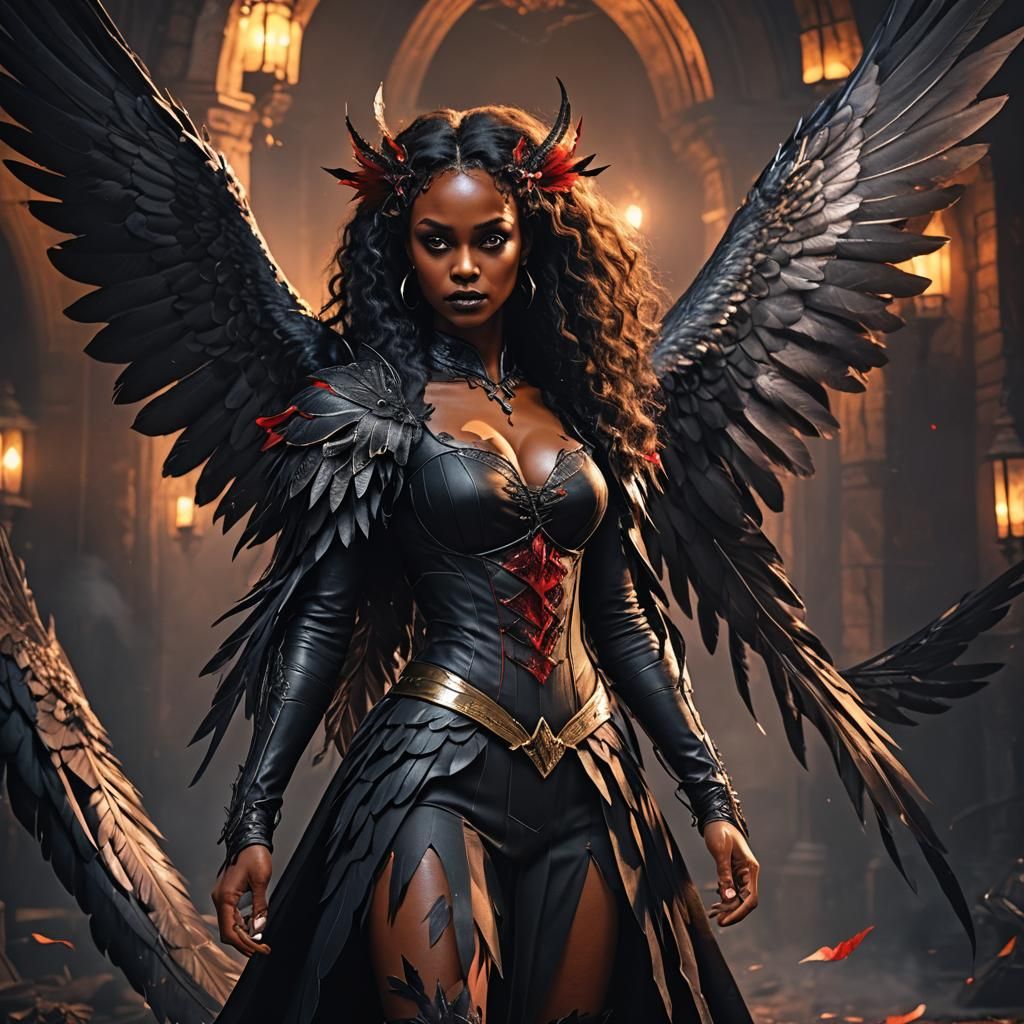 Vampire Girl with Archangel Wings in Ultra HD