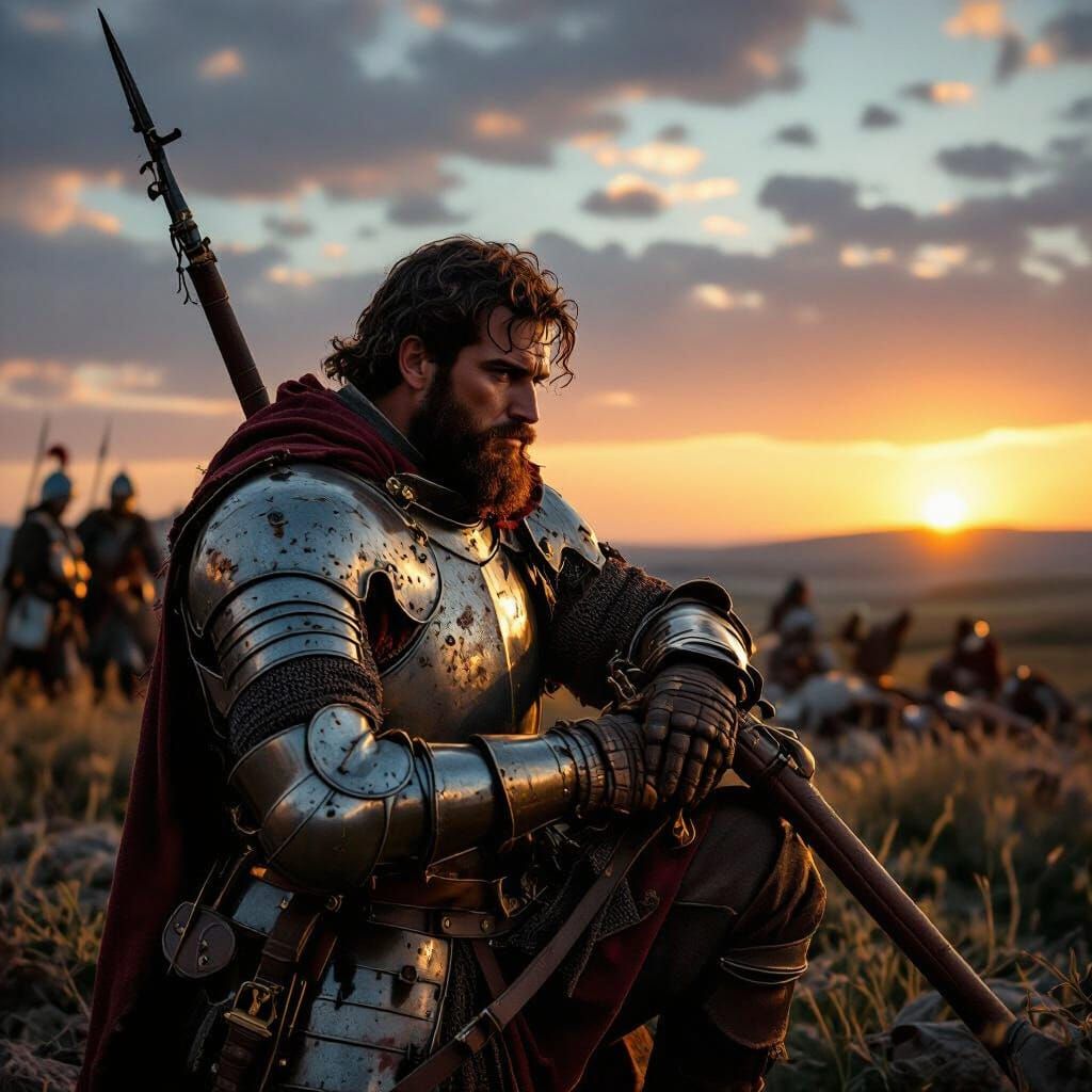 Spanish Soldier After Battle in Hyperrealistic Style