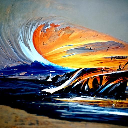 Abstract Horizon Oil Painting in Impressionist Style