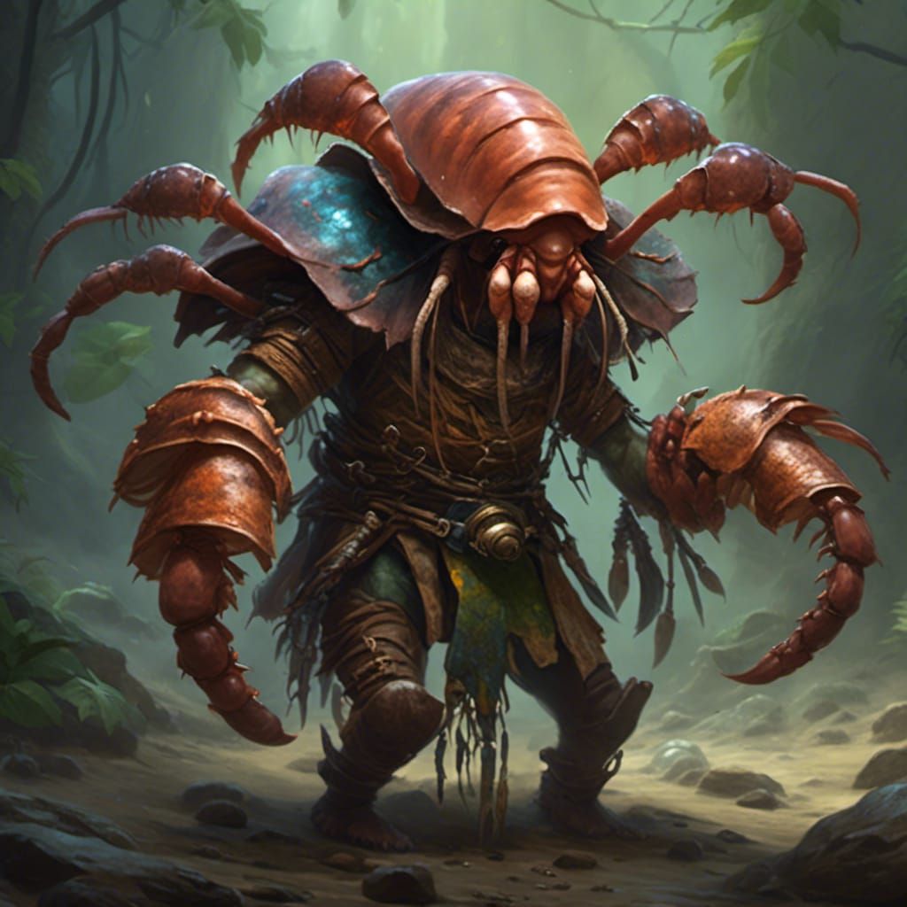 Humanoid Hermit Crab Berserker in Fantasy Style