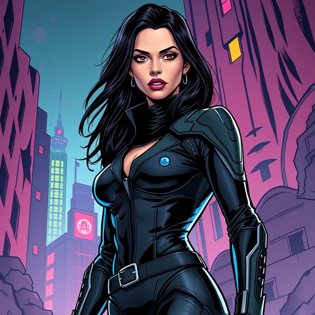 Lara-El in Dark Noir Comic Book Style