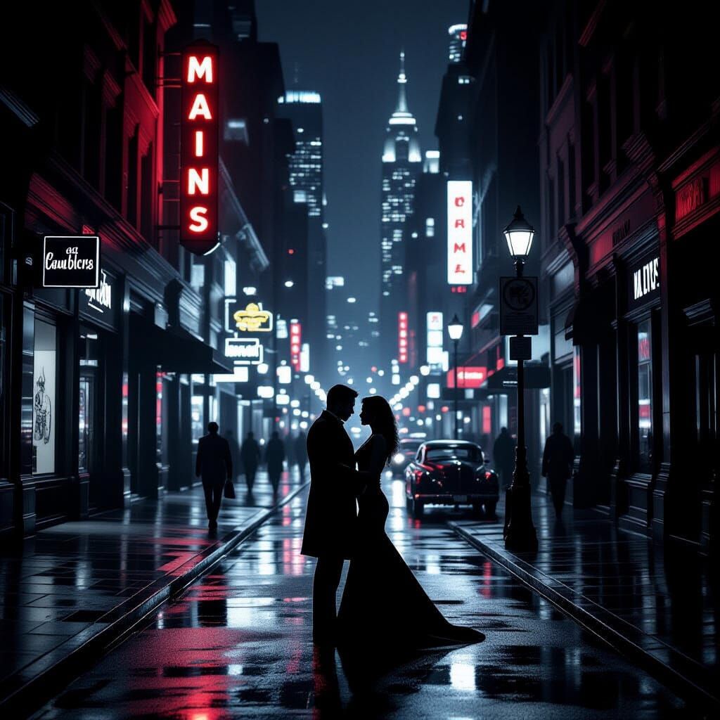 Noir Cityscape: Glamour and Gritty Urban Moments